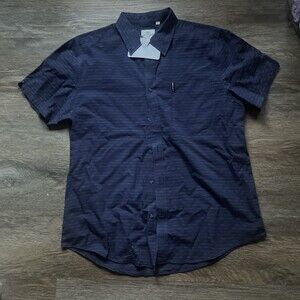 Ben Sherman NWOT Blue Stripe Short Sleeve Button Up Size XL 100 Cotton